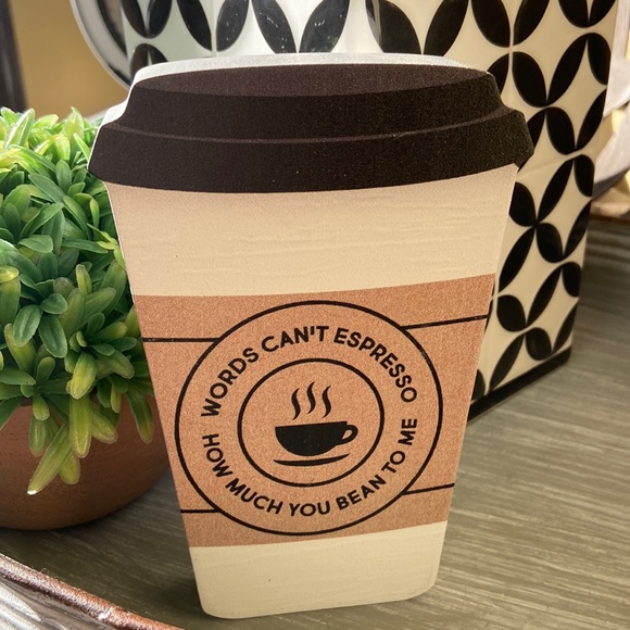 Other - NEW! Modern Farmhouse Rustic Wood Latte Coffee Words Can’t Espresso Sign